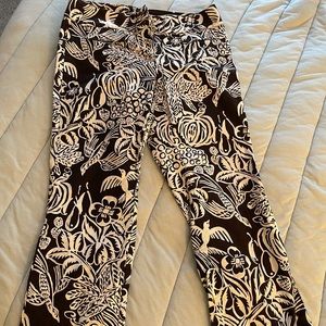 Brown and cream printed flare pants